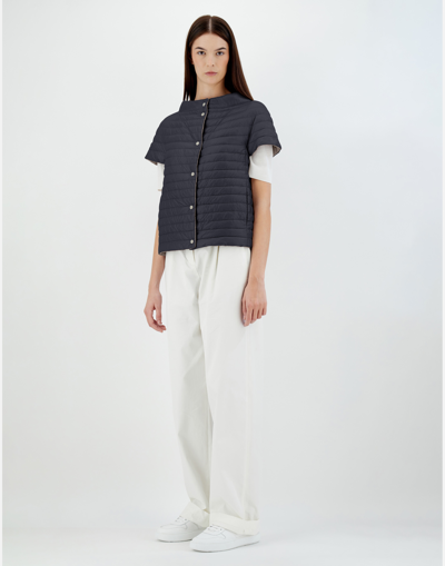 Herno Reversible Ecoage And Nylon Ultralight Cape In Black/grey