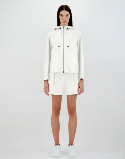 Herno Bomber Jacket In Embroidered Delon In White