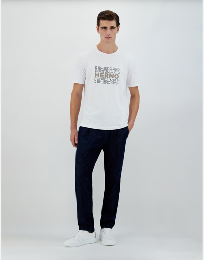 Herno T-shirt In Compact Jersey In White