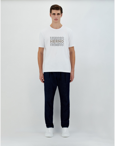 Herno T-shirt In Compact Jersey In White