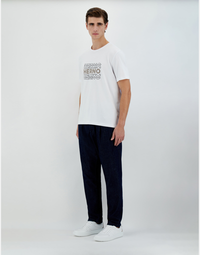 Herno T-shirt In Compact Jersey In White