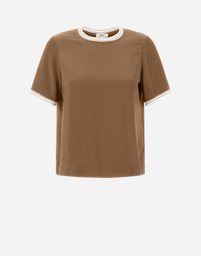 Shop Herno Casual Satin Tシャツ In Sand