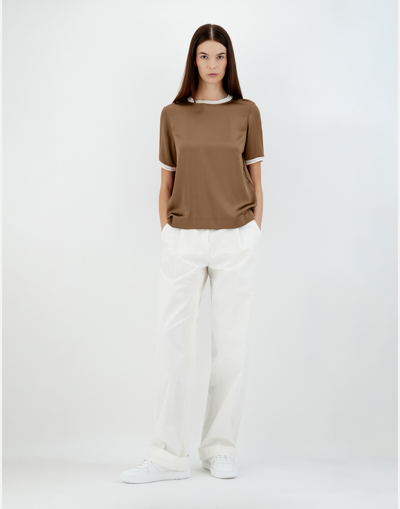 Shop Herno Casual Satin Tシャツ In Sand