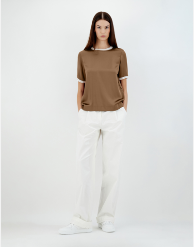 Herno Casual Satin T-shirt In Sand