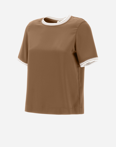 Herno Casual Satin T-shirt In Sand