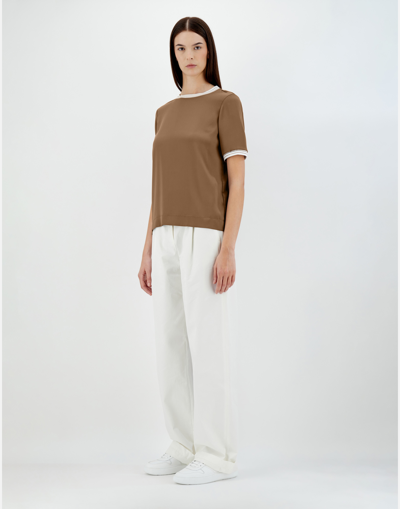 Herno Casual Satin T-shirt In Sand