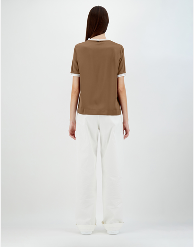 Shop Herno Casual Satin Tシャツ In Sand