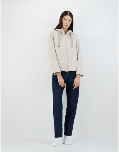 Herno Suede Effect Bomber Jacket In Ice