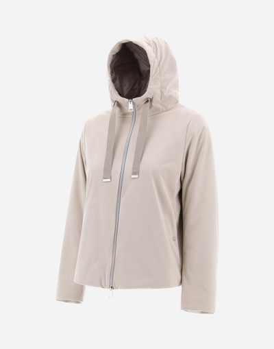 Herno Suede Effect Bomber Jacket In Ice