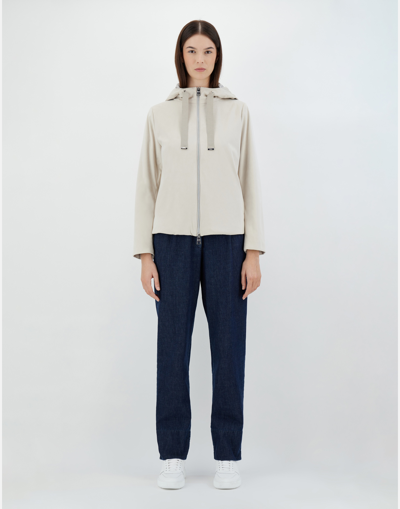 Herno Suede Effect Bomber Jacket In Ice