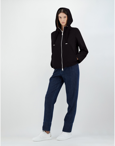 Herno Suede Effect Bomber Jacket In Black