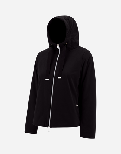 Herno Suede Effect Bomber Jacket In Black