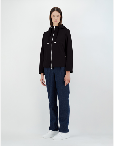 Herno Suede Effect Bomber Jacket In Black