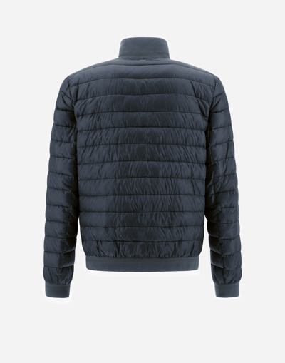 Herno Nylon Ultralight And Knit Bomber Jacket In Navy Blue