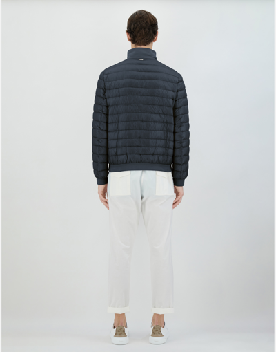 Herno Nylon Ultralight And Knit Bomber Jacket In Navy Blue