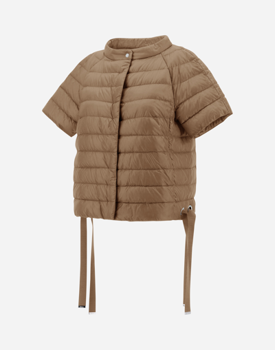 Herno Nylon Ultralight Cape Jacket In Camel