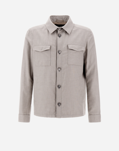 Shop Herno Cotton Cashmere Rain Shirt In Pearl