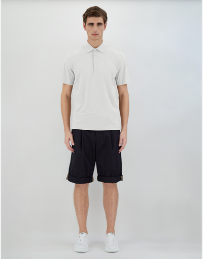 Shop Herno Polo Shirt In Crepe Jersey In Ice