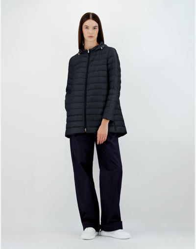 Herno Nylon Ultralight And Techno Taffetà A-line Jacket In Navy Blue