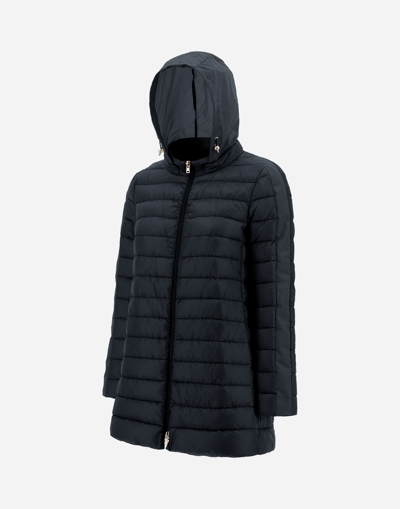 Herno Nylon Ultralight And Techno Taffetà A-line Jacket In Navy Blue