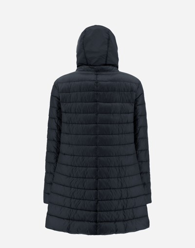 Herno Nylon Ultralight And Techno Taffetà A-line Jacket In Navy Blue