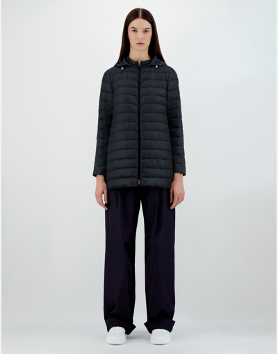 Herno Nylon Ultralight And Techno Taffetà A-line Jacket In Navy Blue