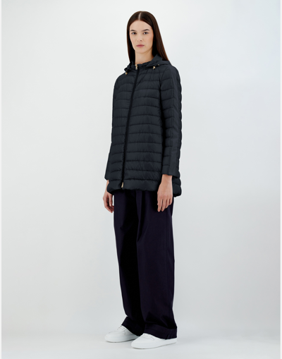 Herno Nylon Ultralight And Techno Taffetà A-line Jacket In Navy Blue