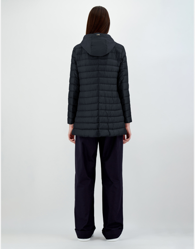 Herno Nylon Ultralight And Techno Taffetà A-line Jacket In Navy Blue