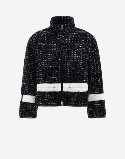 Shop Herno Glam Tweed And Ecoage Bomber Jacket In Black