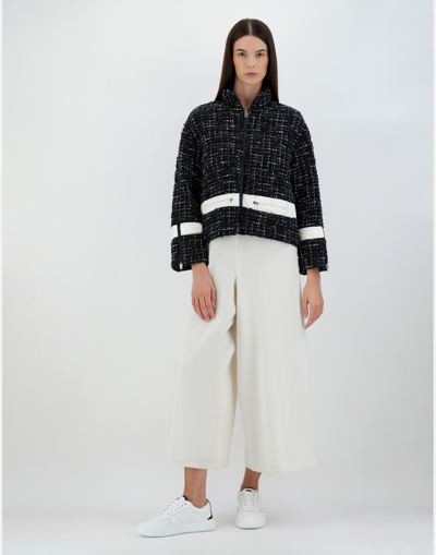 Herno Glam Tweed ＆ Ecoage ボンバージャケット In Black