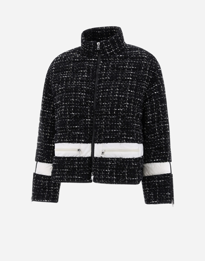 Shop Herno Glam Tweed And Ecoage Bomber Jacket In Black