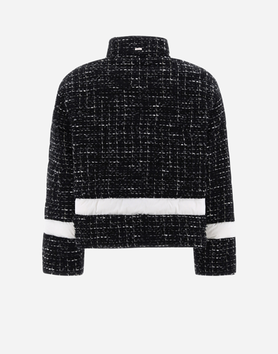 Shop Herno Glam Tweed And Ecoage Bomber Jacket In Black