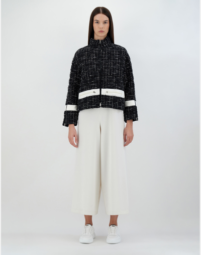 Herno Glam Tweed ＆ Ecoage ボンバージャケット In Black