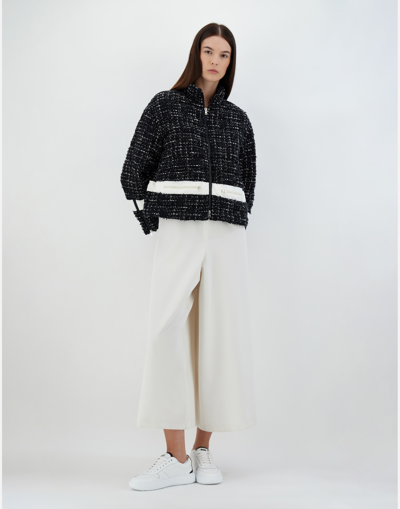 Herno Glam Tweed ＆ Ecoage ボンバージャケット In Black