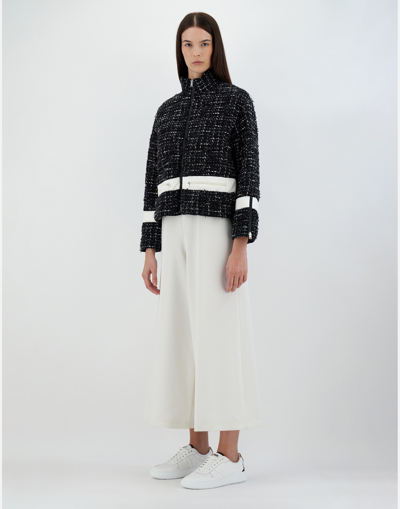 Herno Glam Tweed ＆ Ecoage ボンバージャケット In Black