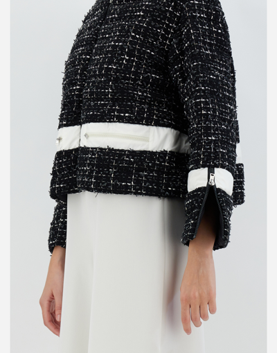 Herno Glam Tweed ＆ Ecoage ボンバージャケット In Black