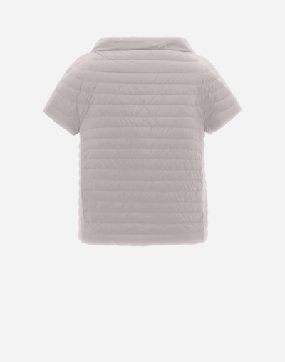 Herno Reversible Ecoage And Nylon Ultralight Cape In White/grey