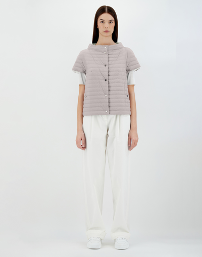 Herno Reversible Ecoage And Nylon Ultralight Cape In White/grey