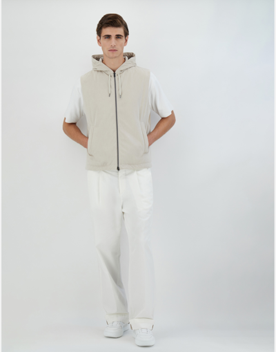 Herno Suede-look Sleeveless Jacket In Ice