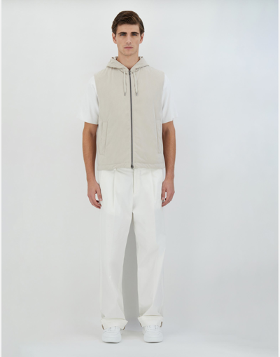 Herno Suede-look Sleeveless Jacket In Ice