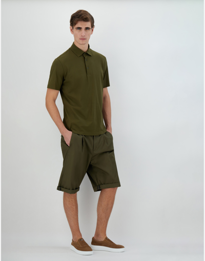 Shop Herno Polo Shirt In Crepe Jersey In Light Military