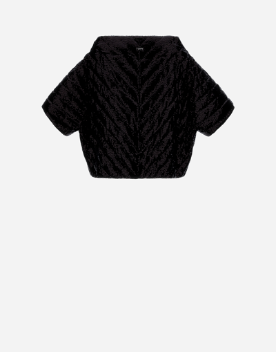Herno Micro Sequin A-line Jacket In Black