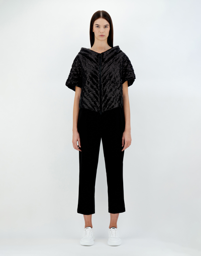 Herno Micro Sequin A-line Jacket In Black