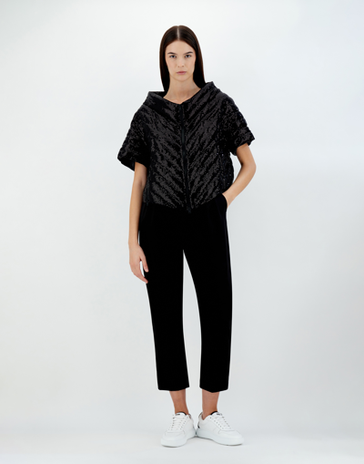 Herno Micro Sequin A-line Jacket In Black