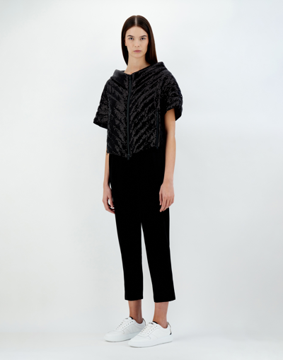 Herno Micro Sequin A-line Jacket In Black