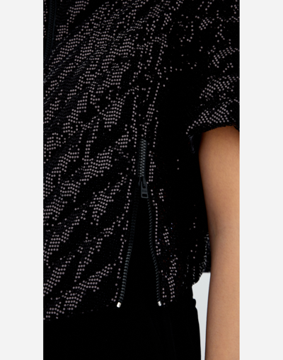Herno Micro Sequin A-line Jacket In Black