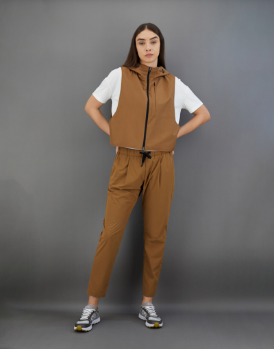 Herno Sleeveless Laminar Jacket In Gore-tex Paclite In Tobacco
