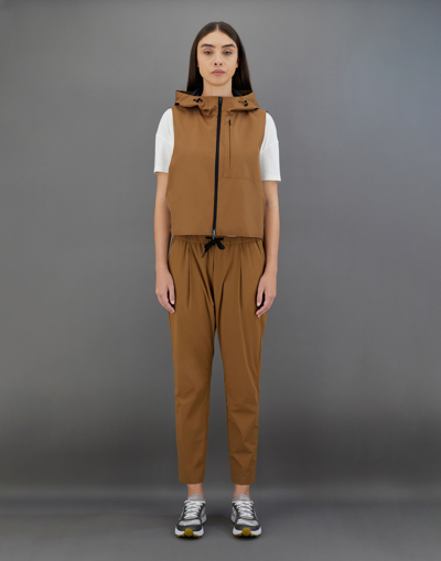 Herno Sleeveless Laminar Jacket In Gore-tex Paclite In Tobacco