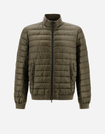 Shop Herno Nylon Ultralight And Knit Bomber Jacket In Military