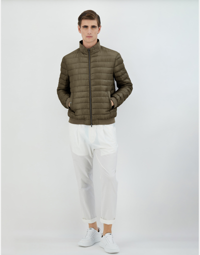 Shop Herno Nylon Ultralight And Knit Bomber Jacket In Military